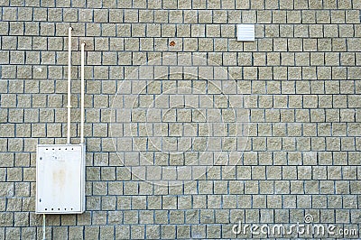 Brick wall or building facade with gas box Stock Photo