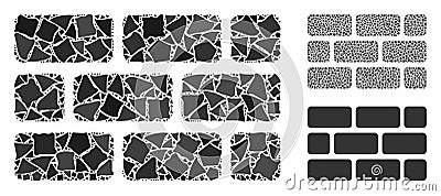 Brick wall Composition Icon of Ragged Pieces Vector Illustration