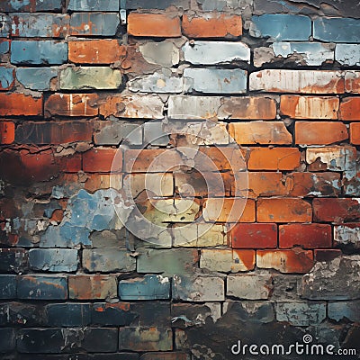 Stained brick wall with painted surface, grunge background Stock Photo
