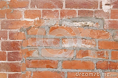 Brick wall with a fragment of the mortgaged window. Stock Photo