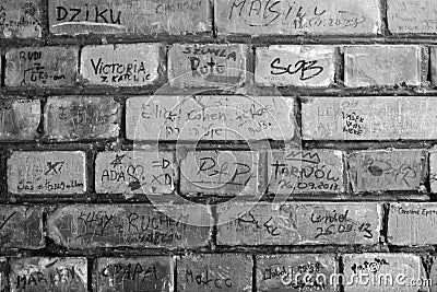Brick Wall with Graffiti Stock Photo