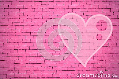 Brick wall graffiti heart, valentines day background Stock Photo