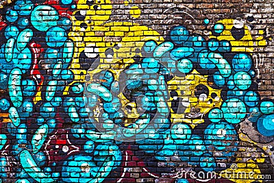 Brick Wall Graffiti Editorial Stock Photo