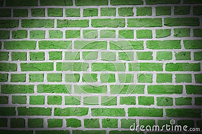 Brick wall, green rustic look, background texture Stock Photo