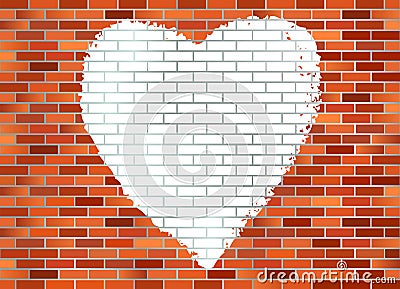 Brick wall hart Vector Illustration