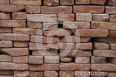 Brick wall heap stack masonry old grunge Stock Photo