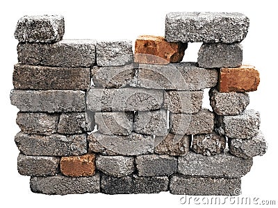 Brick wall isolated with clipping path Stock Photo