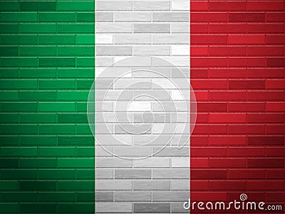 Brick wall Italy flag Vector Illustration