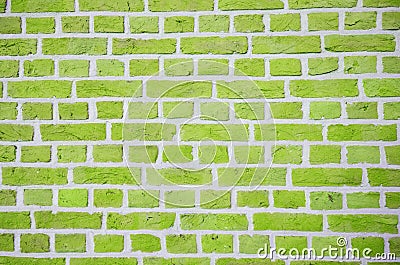Brick wall with old grunge bricks, vintage green look Stock Photo