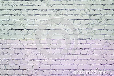 Brick wall painted with pale lilac and gray paint. Background with texture. Stock Photo