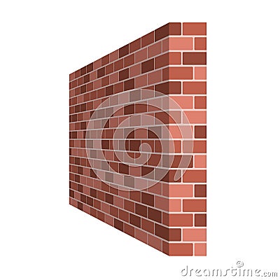 Brick wall perspective isolated on white background, Masonry red or brown brick. Vector illustartion Vector Illustration