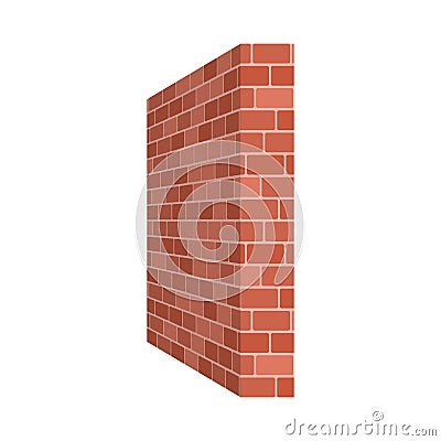 Brick wall perspective isolated on white background. Vector illustration Vector Illustration