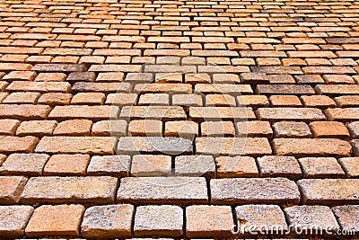 Brick wall perspective pattern Stock Photo