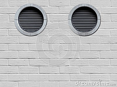 Brick wall with ventilation grilles Stock Photo