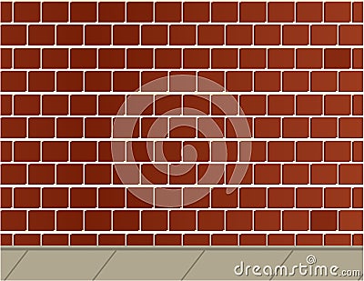 Brick wall and sidewalk background Vector Illustration