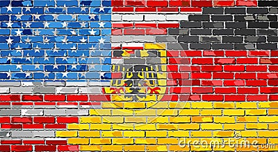 Brick Wall USA and Germany flags Vector Illustration