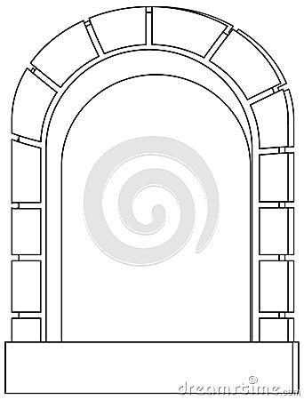 Brick window black and white doodle character Vector Illustration