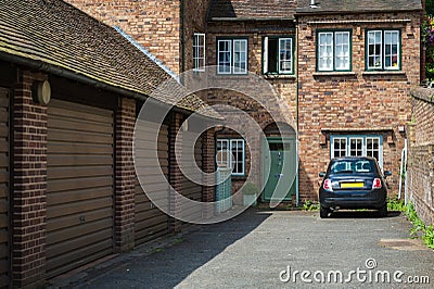 Bricked house with garages Stock Photo