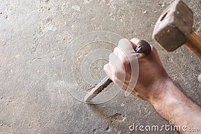 Bricklayer tools men working Stock Photo