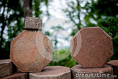 Bricks are arranged in a tidy order Stock Photo