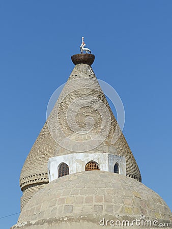 Bricks domes of the ancient mausoleum Chashma Ayub to Bukhara in Uzbekistan. Editorial Stock Photo