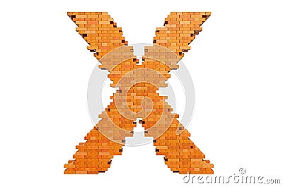 Bricks font, letter X from building bricks. 3D rendering Stock Photo