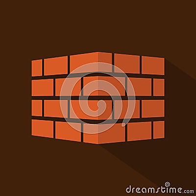 Bricks icon with long shadow. Bricks logo. isolated on background. Vector illustration. Vector Illustration