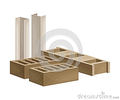 Bricks and Metal Profiles with Hemp Component as Construction Material Vector Illustration Vector Illustration