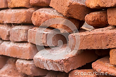 Bricks of the old collapsed wall Stock Photo