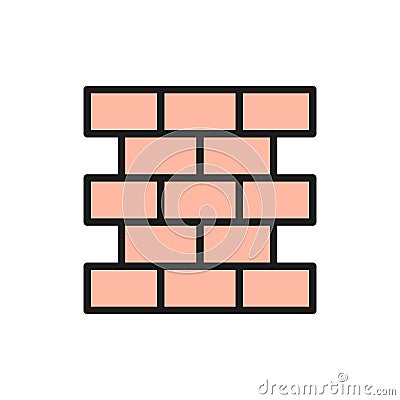 Bricks, wall, brickwork flat color line icon. Vector Illustration