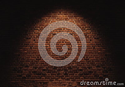 Bricks wall with light spot on center backgrounds Stock Photo