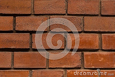 Brickwork brown rectangular block close-up row of symmetrical horizontal vertical stripes gray cement lines endless urban pattern Stock Photo