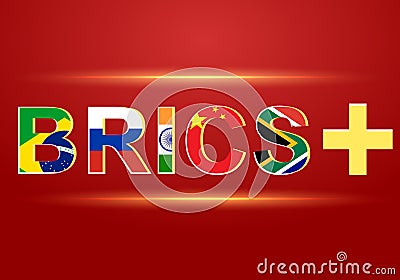 BRICS plus alias Brazil Russia India China South Africa plus some proposed Vector Illustration