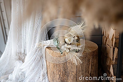 Bridal bouquet in natural boho style Stock Photo