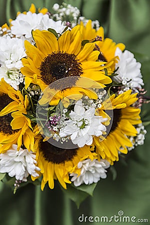 Bridal bouquet of sunflowers, Stock Photo
