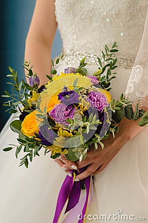 Bridal bouquet on the wedding day. Stock Photo