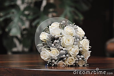 Bridal bouquet of white roses Stock Photo