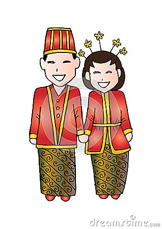 Bridal couple java. Vector Illustration