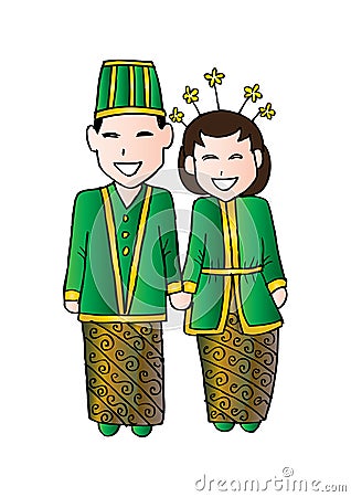 Bridal couple java. Vector Illustration