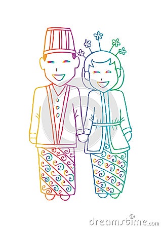 Bridal couple java. Vector Illustration