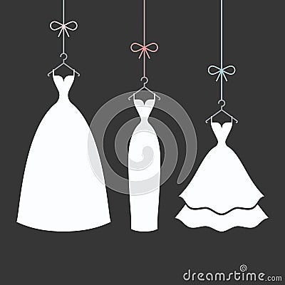 Bridal dress on a hanger Vector Illustration