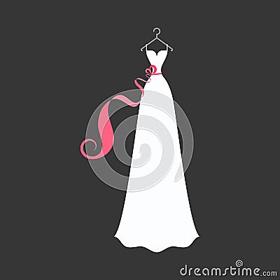 Bridal dress on a hanger Vector Illustration