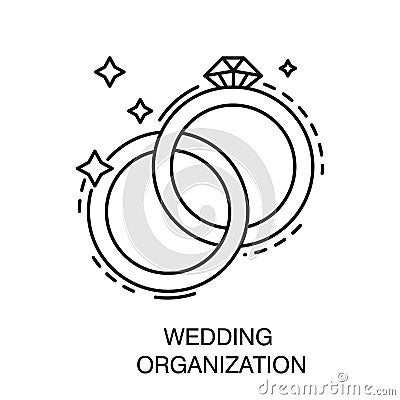 Bridal or engagement rings isolated icon, wedding organization Vector Illustration