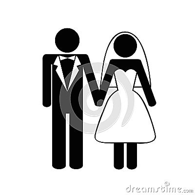 Bridal pair man and woman pictogram Vector Illustration