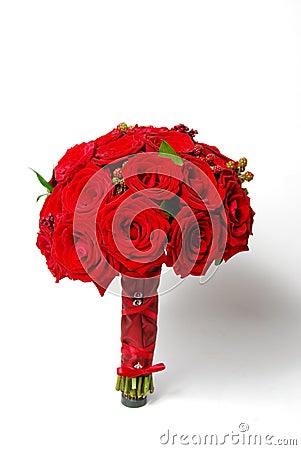 Bridal red roses bouquet Stock Photo