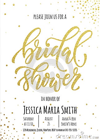 Bridal Shower invitation card template. Stock Photo