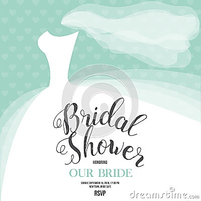 Bridal shower invitation with wedding dress Vector Illustration