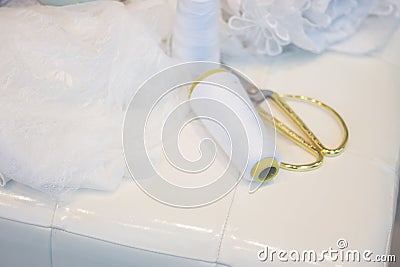 Bridal store dress shop window Stock Photo