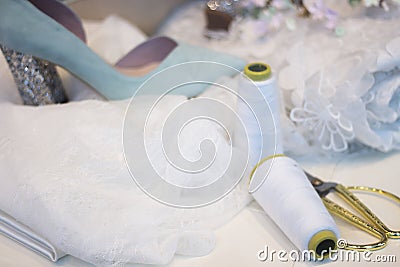 Bridal store dress shop window Stock Photo