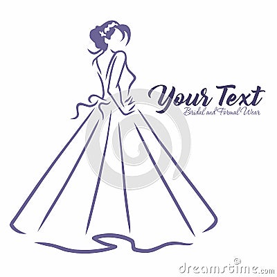 Bridal Wear Boutique Logo. Wedding Gown Dress Fashion Logo Design Vector Illustration Vector Illustration